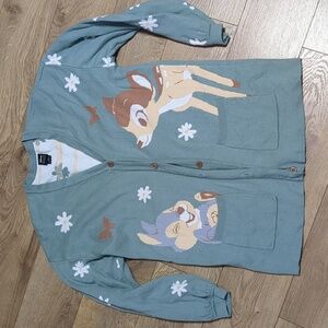 Disney Our Universe Women's 80th Anniversary Thumper & Bambi Cardigan Size M